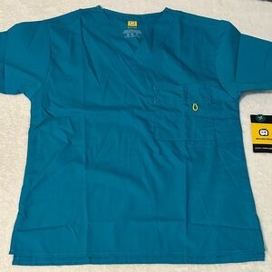 WonderWink Teal Scrub Top with V-Neck NWT